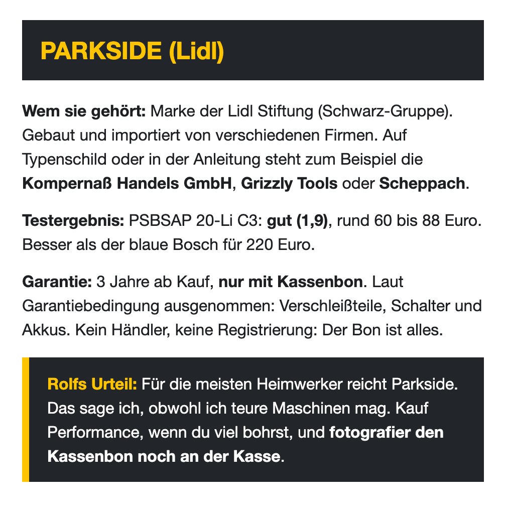 Seite aus dem Buch: der Parkside-Eintrag mit Rolfs Urteil